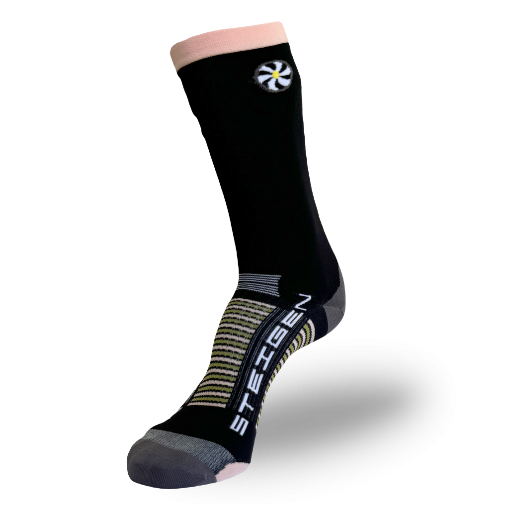 Black/Peach Running Socks ¾ Length