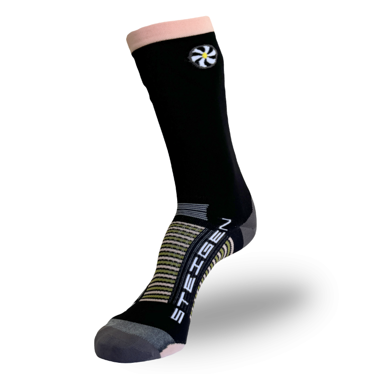 Black/Peach Running Socks ¾ Length